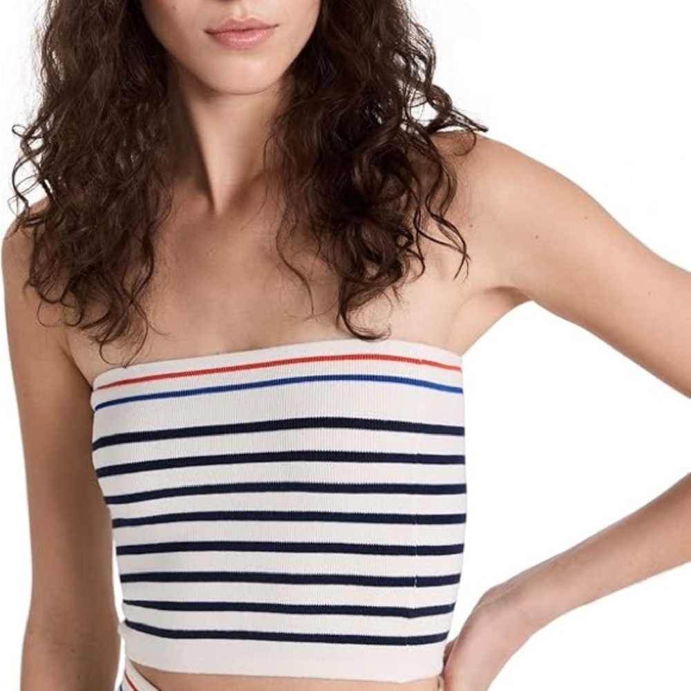 KULE Navy and White Striped Tube Top
